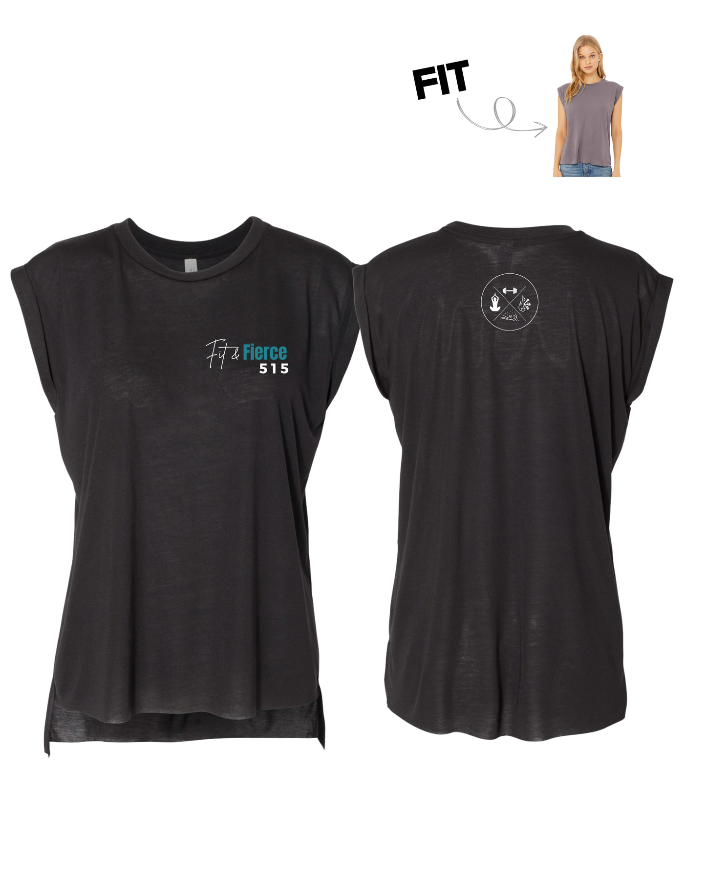 Women’s Flowy Rolled Cuffs Muscle Tee - 8804