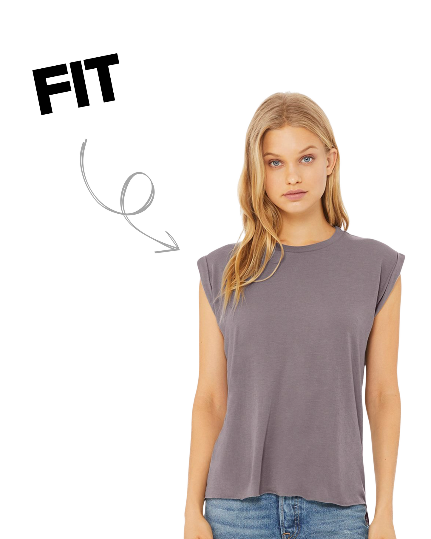 Women’s Bella + Canvas Flowy Rolled Cuffs Muscle Tee