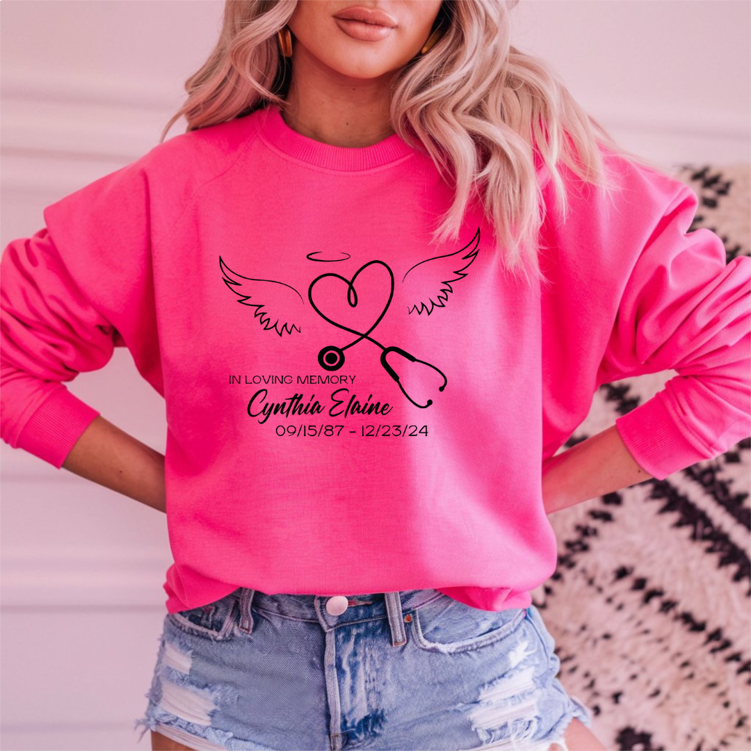 In Memory Of Cynthia Pink Crewneck Sweatshirt