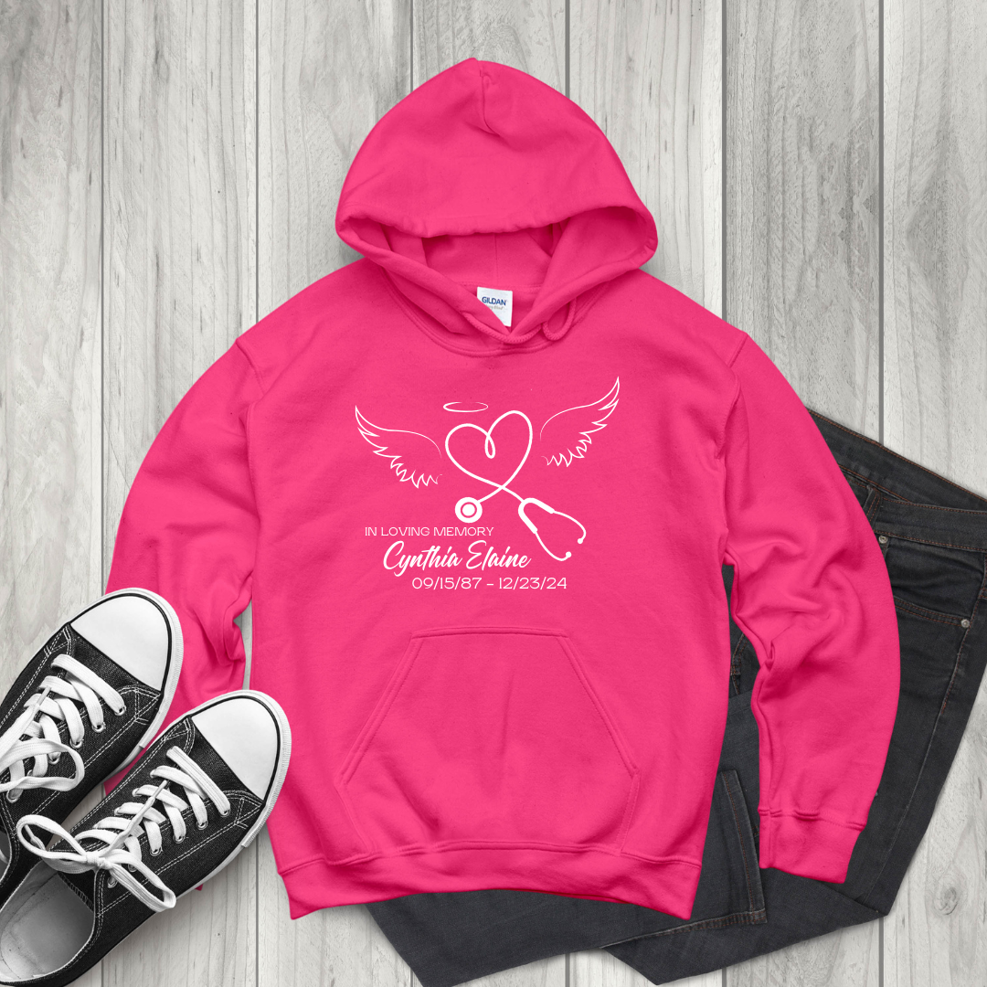 In Memory Of Cynthia Pink Hooded Sweatshirt – Carapella & Co In Memory Of Cynthia Pink Hooded Sweatshirt – Carapella & Co