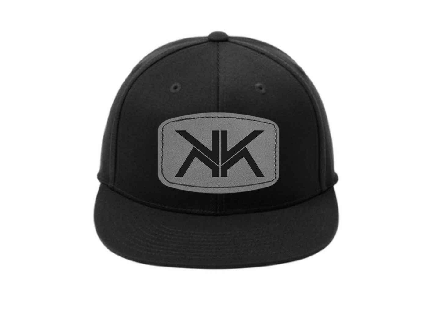 Leather Patch Flatbill Fitted Hat - C808