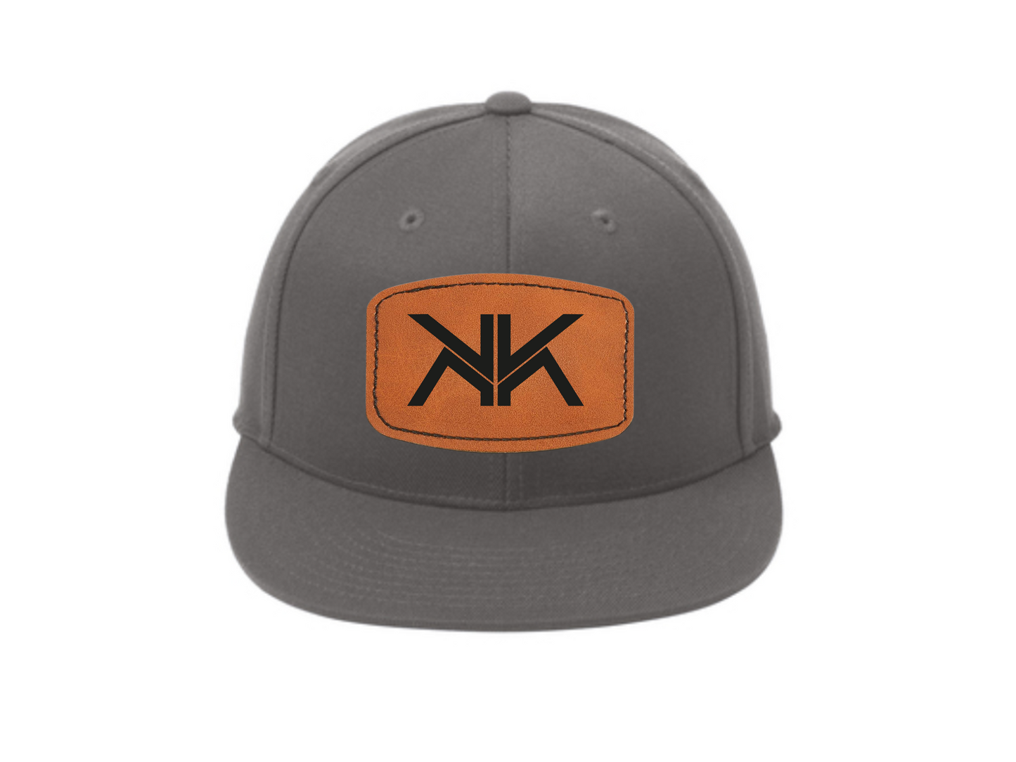 Leather Patch Flatbill Fitted Hat - C808