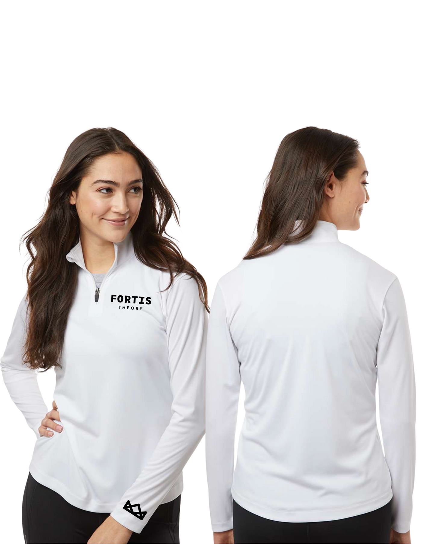 Women's Performance White Quarter Zip Pullover