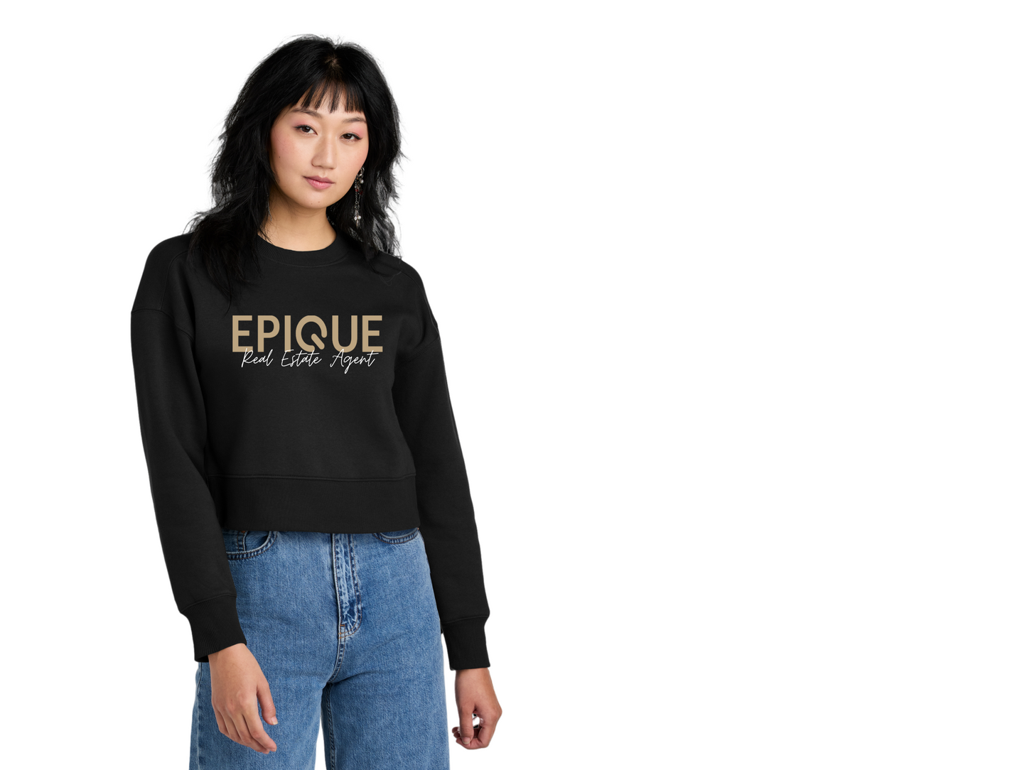 District Womens Fleece Cropped "Epique Real Estate Agent" Crew