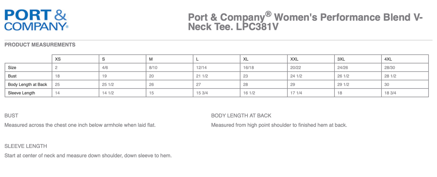 Port & Company® Women's Performance Blend V-Neck Tee - LPC381V