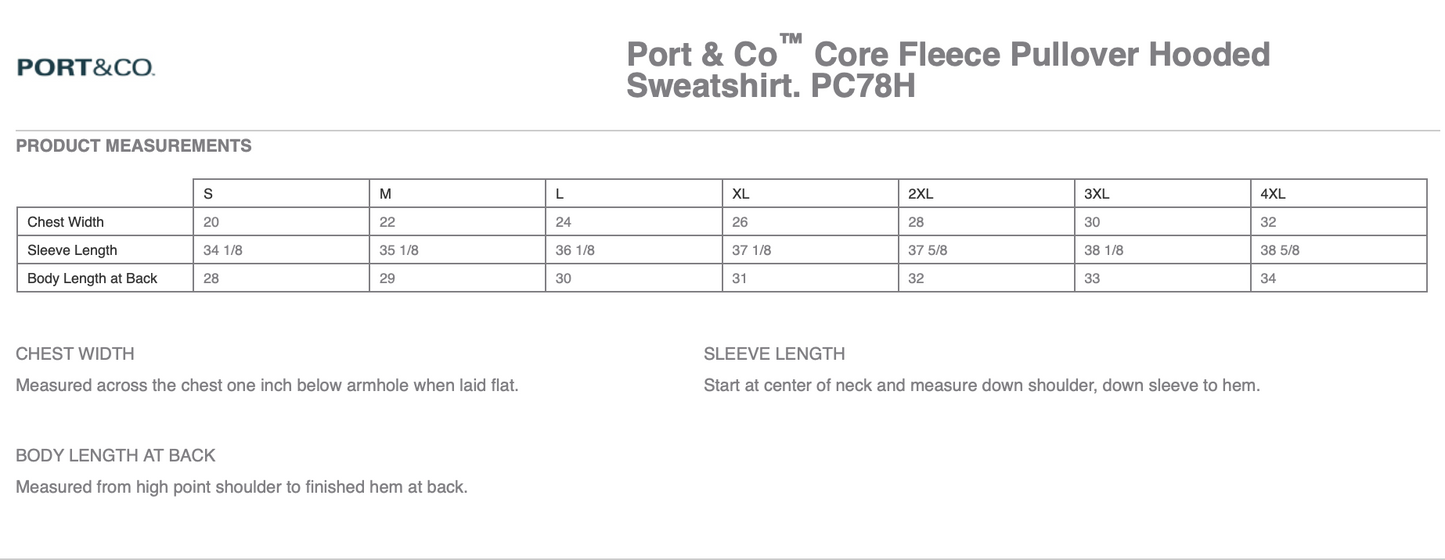 Port & Co™ Core Fleece Pullover Hooded Sweatshirt - PC78H - Design 1