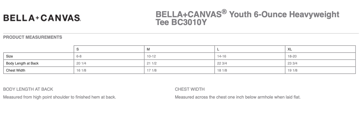 BELLA+CANVAS® Youth 6-Ounce Heavyweight Tee - BC3010Y