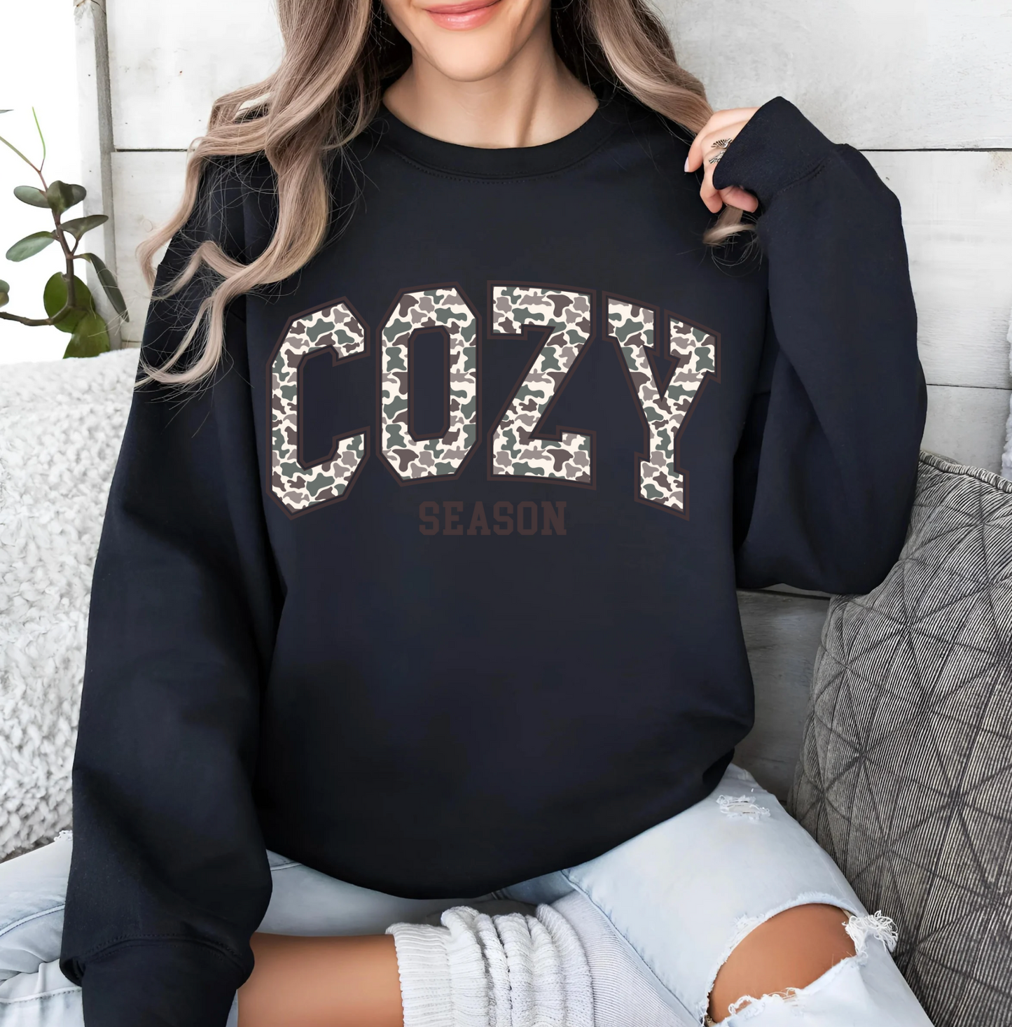 Cozy Season Camo Crewneck
