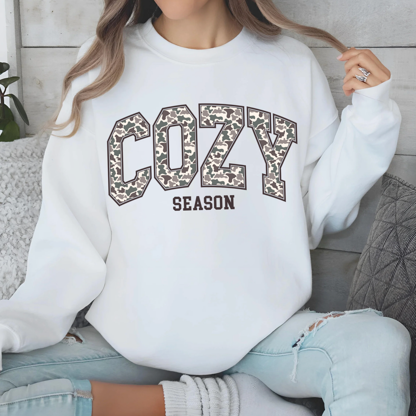 Cozy Season Camo Crewneck