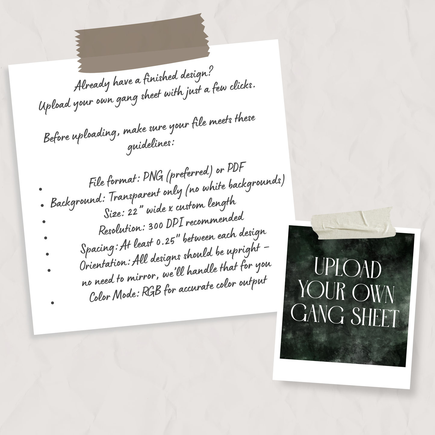 Upload Your Own Gang Sheet