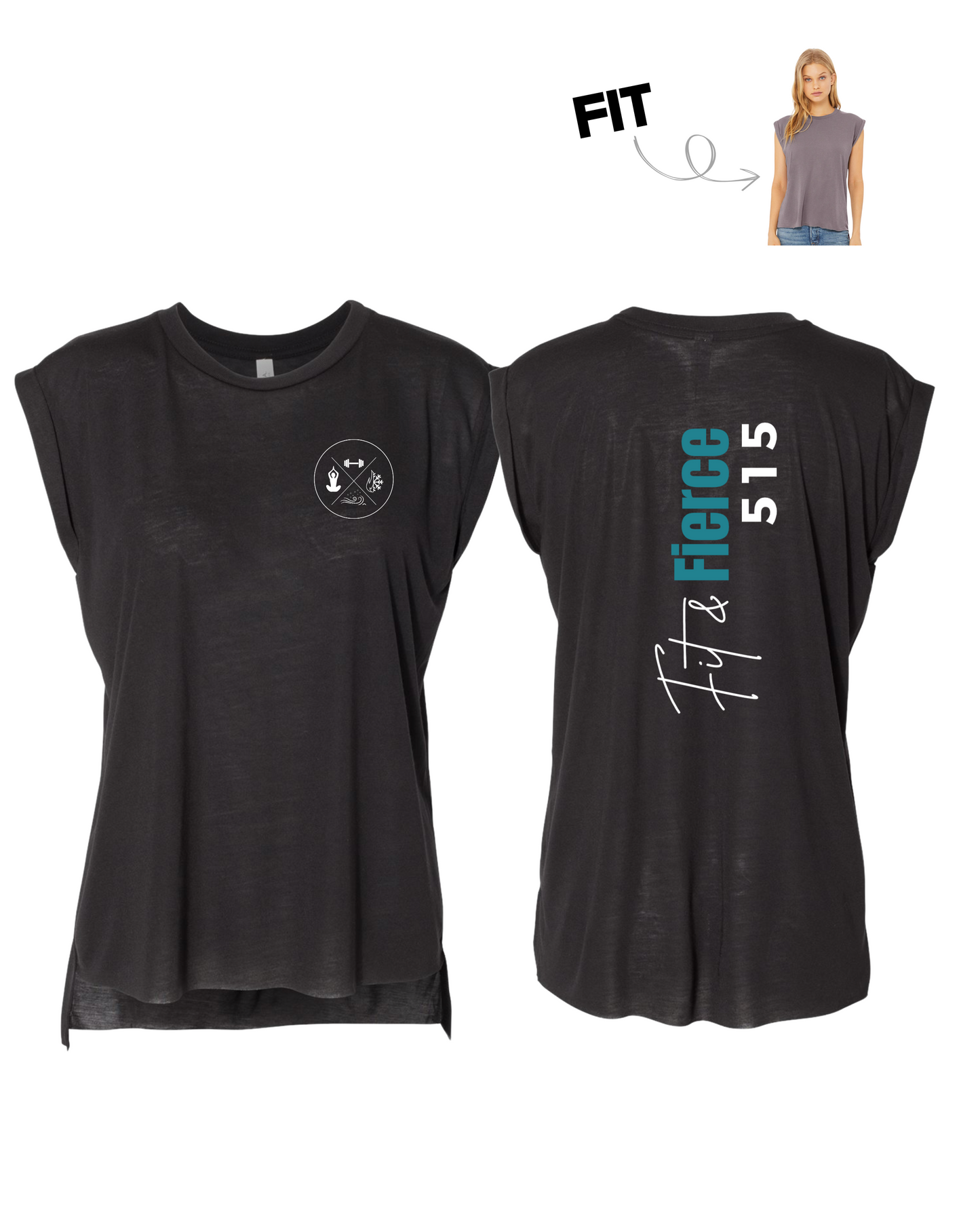 Women’s Flowy Rolled Cuffs Muscle Tee - 8804