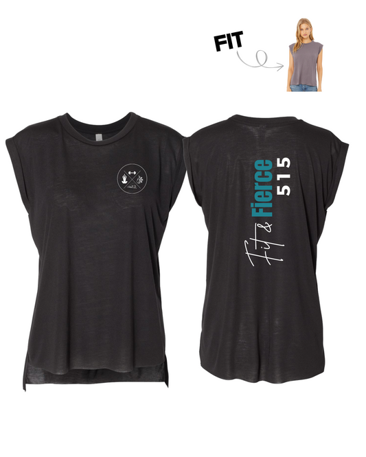 Women’s Flowy Rolled Cuffs Muscle Tee - 8804