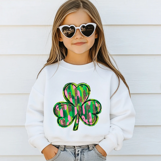 Brush Strokes Painted Clover TShirt or Crewneck