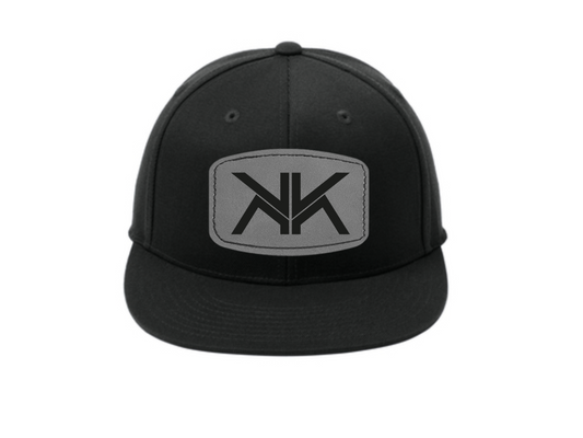 Leather Patch Flatbill Fitted Hat - C808