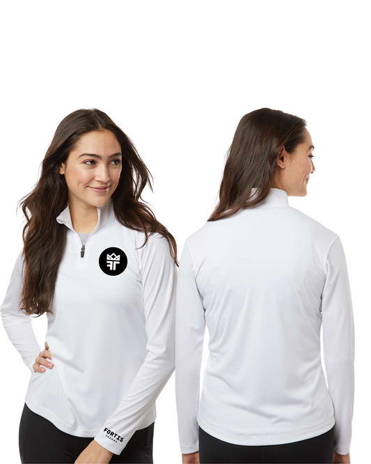 Women's Performance White Quarter Zip Pullover