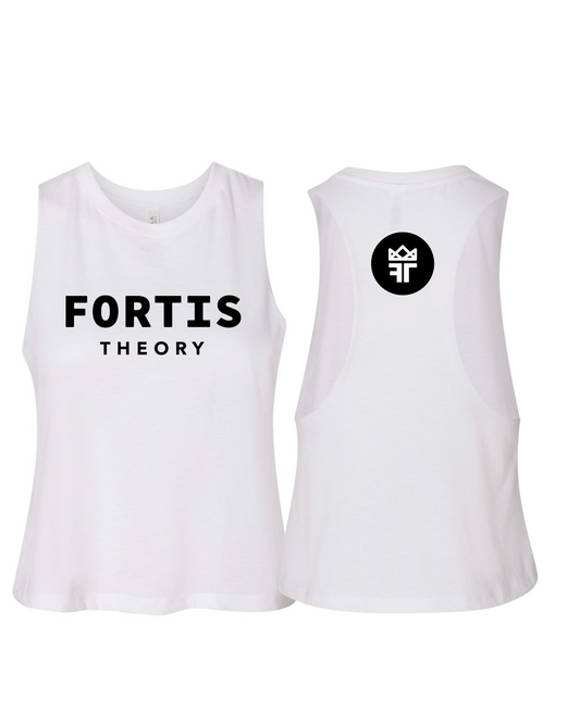 White Racerback Crop Tank