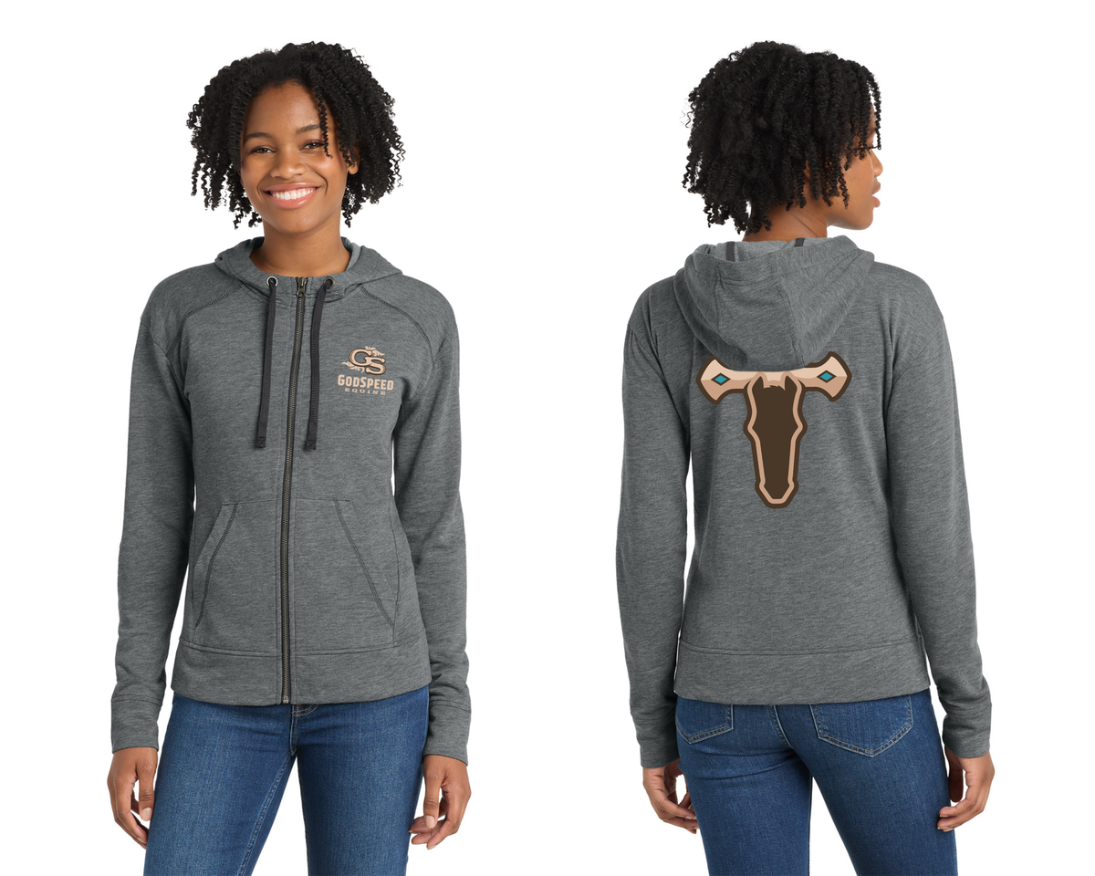 Sport-Tek® Women's PosiCharge® Tri-Blend Wicking Fleece Full-Zip Hooded Jacket. LST293