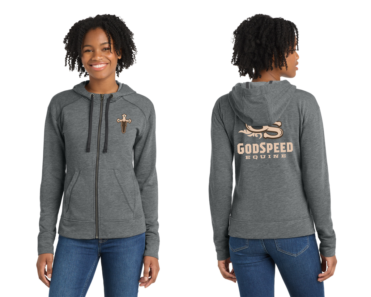 Sport-Tek® Women's PosiCharge® Tri-Blend Wicking Fleece Full-Zip Hooded Jacket. LST293