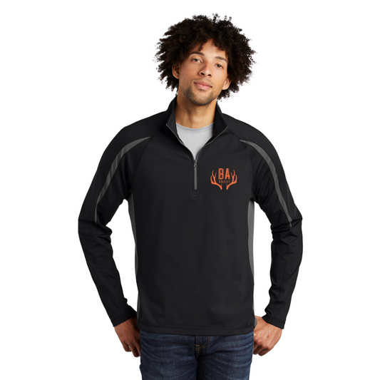 Sport-Tek® Sport-Wick® Stretch 1/2-Zip Colorblock Pullover - Black & Grey