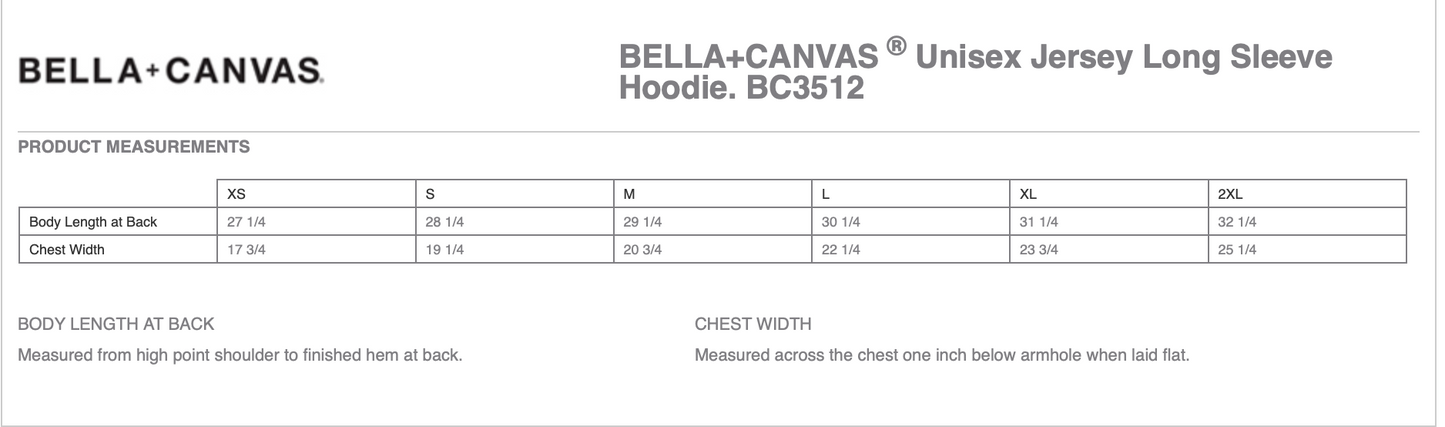BELLA+CANVAS® Unisex Jersey Long Sleeve Hoodie - BC3512