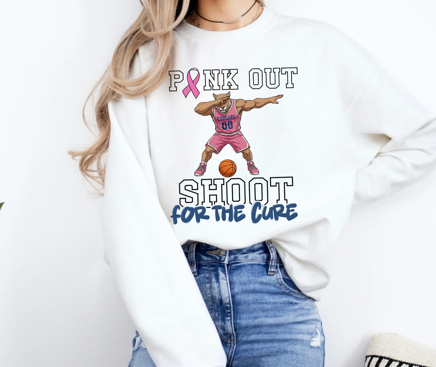 Basketball Pink Out Crewneck Sweatshirt - YP360/AP160