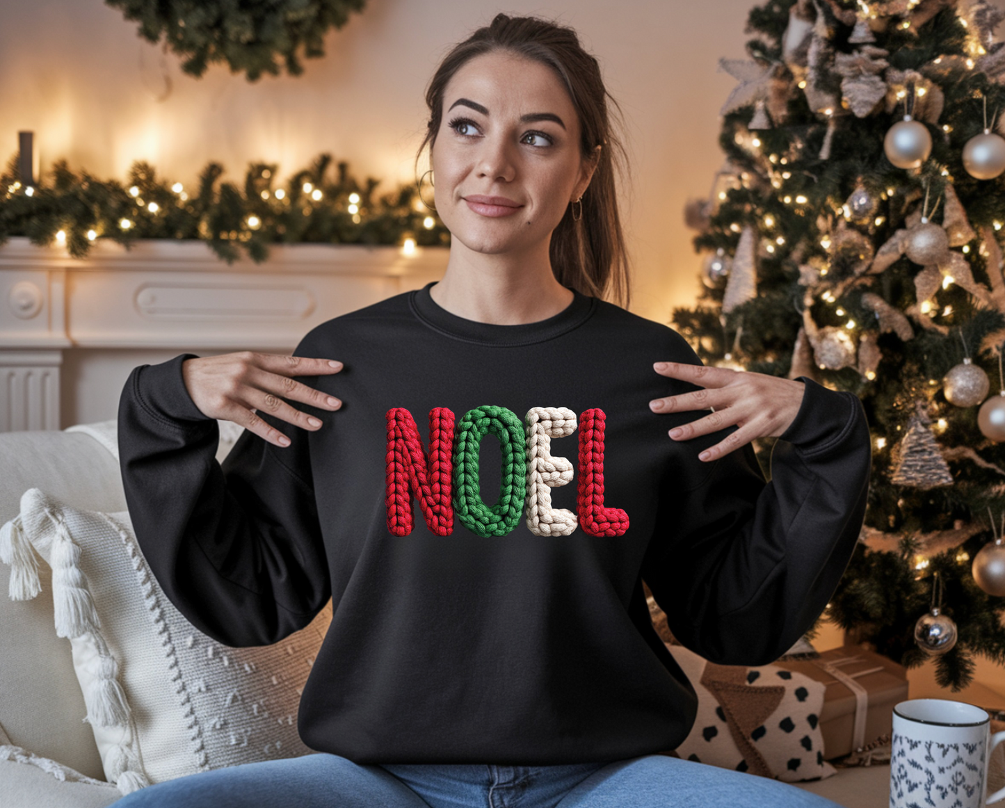 Faux Crochet NOEL Crewneck