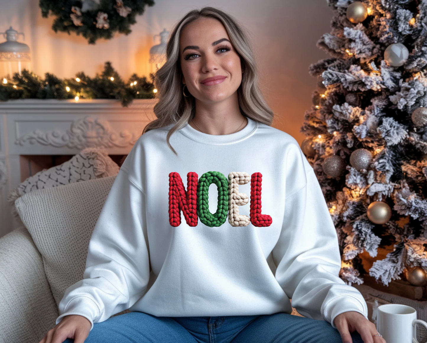 Faux Crochet NOEL Crewneck