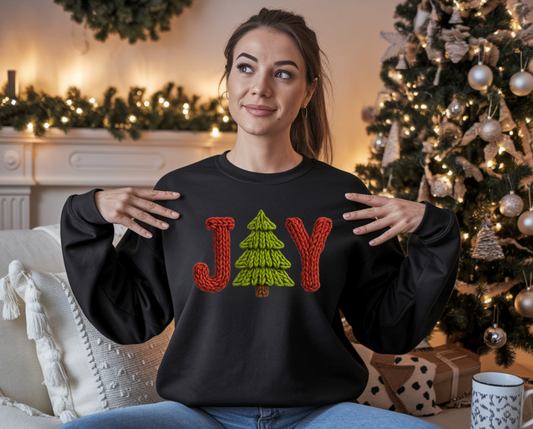 Faux Crochet JOY Crewneck