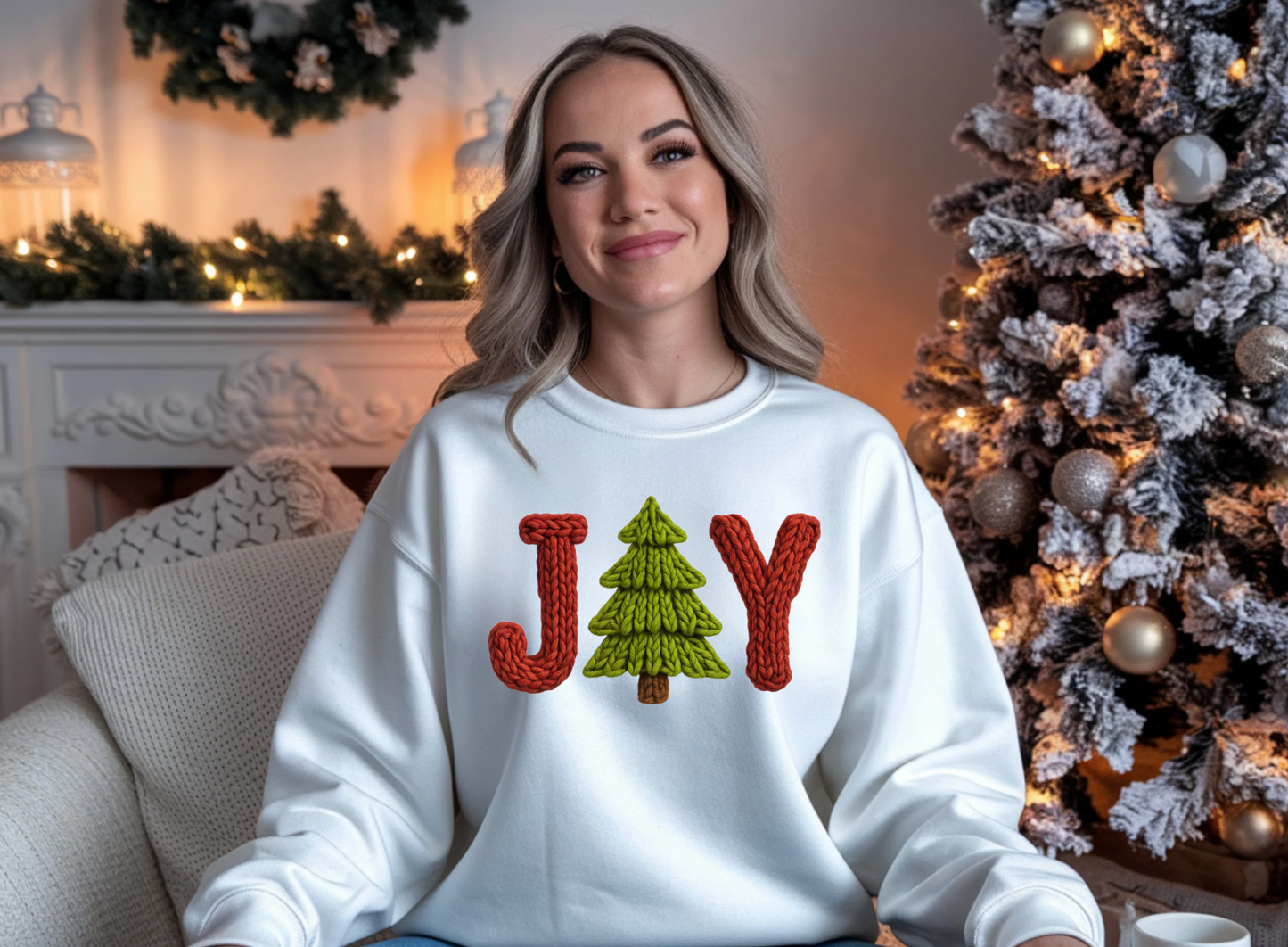 Faux Crochet JOY Crewneck