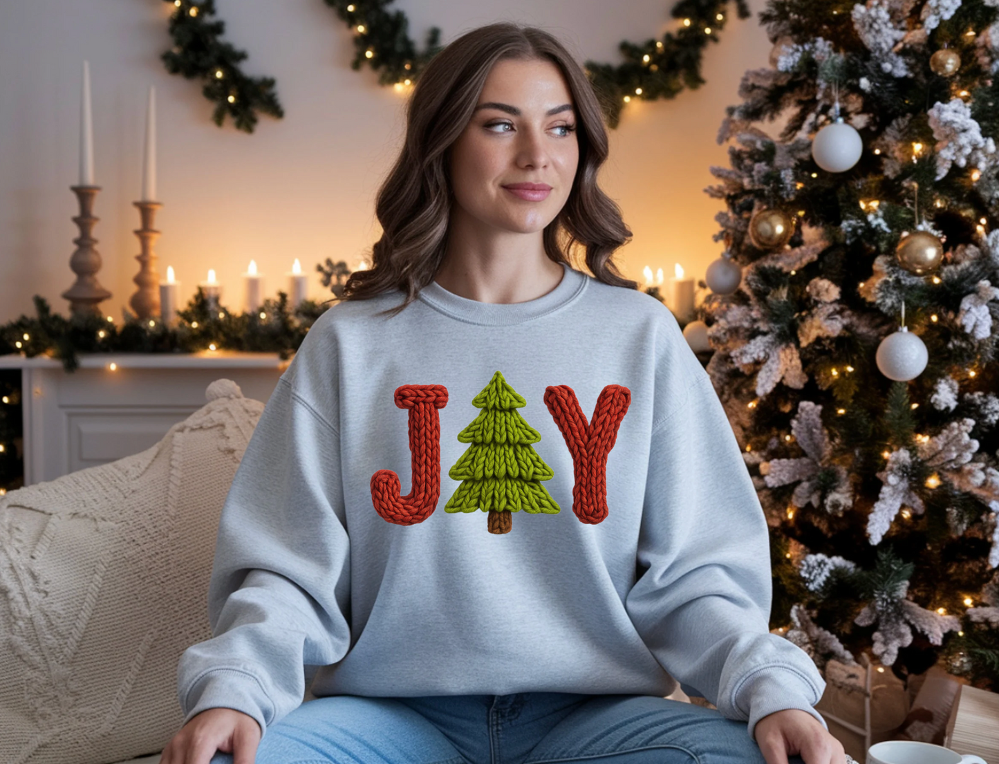 Faux Crochet JOY Crewneck
