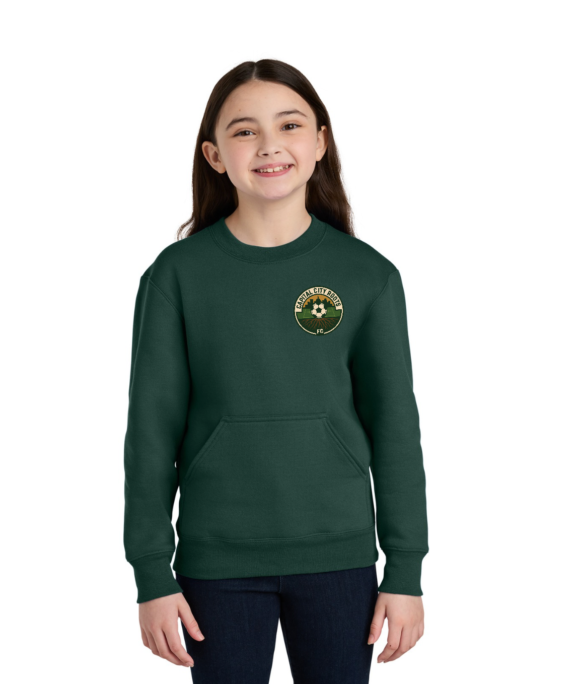 Port & Co™ Youth Core Fleece Crewneck Pocket Sweatshirt - PC78YPKT