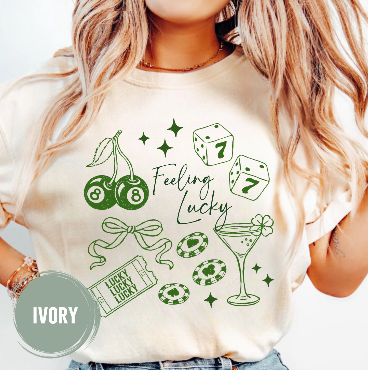 Feeling Lucky Line Drawing T