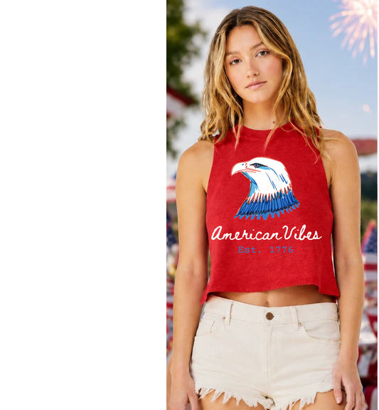 American Vibes Racerback Crop Tank