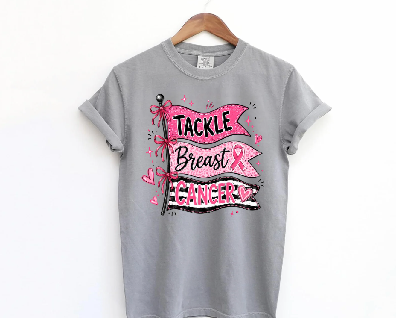 Tackle Breast Cancer Flags T-Shirt