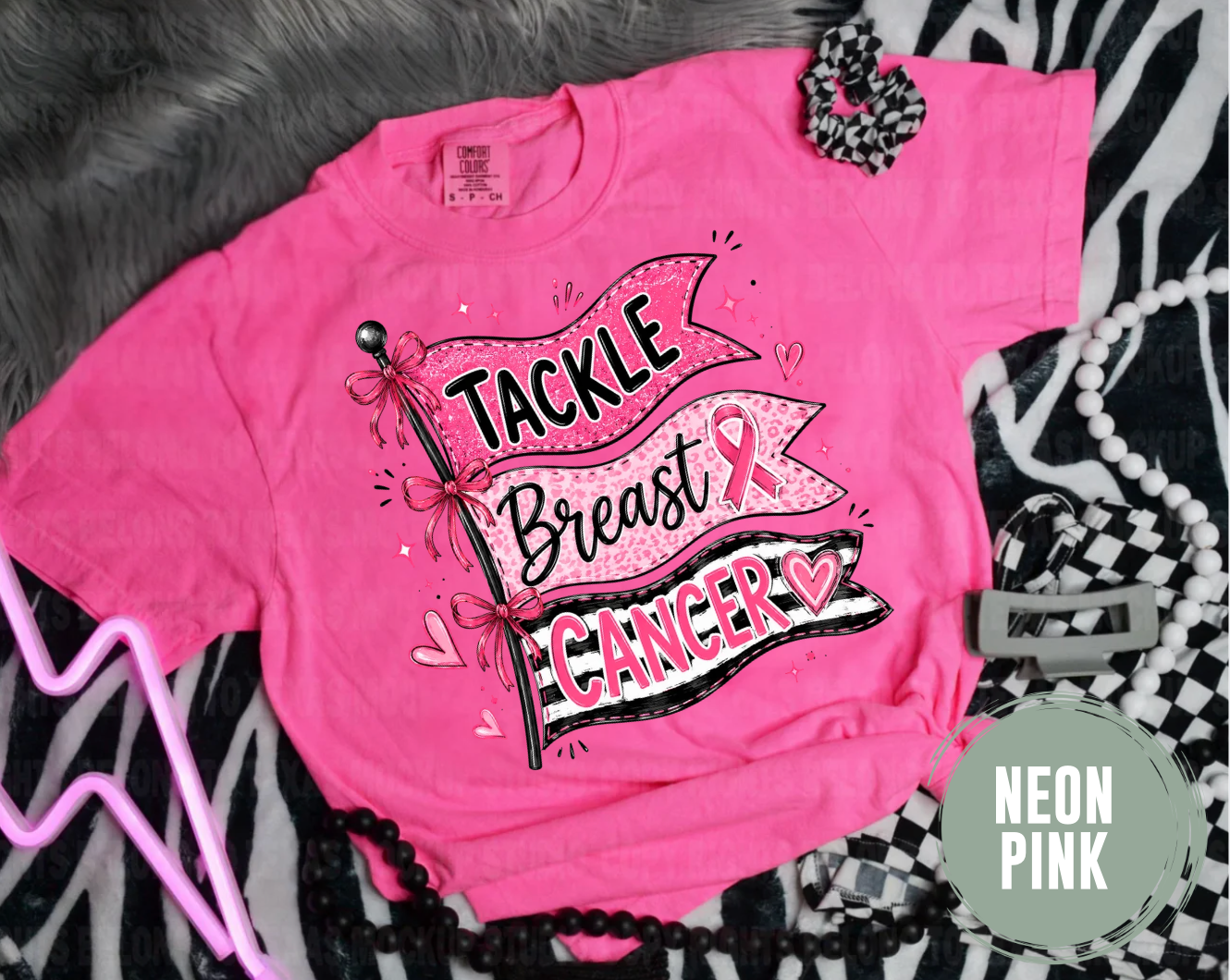 Tackle Breast Cancer Flags T-Shirt