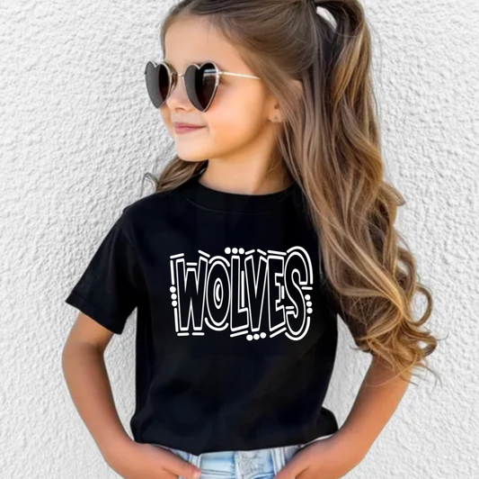 Wolves Doodle Font Shirt