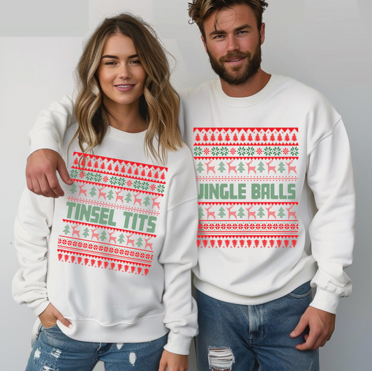 Tinsel Tits & Jingle Balls Ugly Christmas Sweater Set