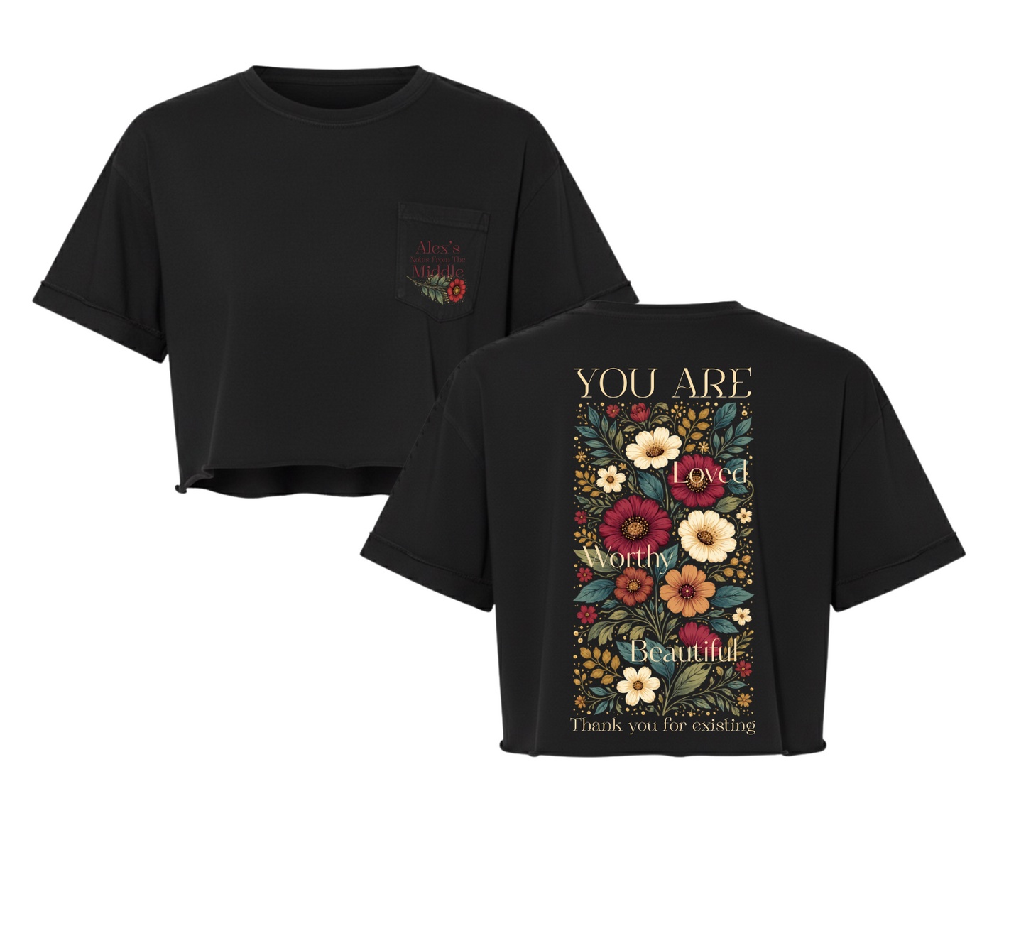 Thank You For Existing Pocket T-shirt & Rolled Edge Crop - DT6000P