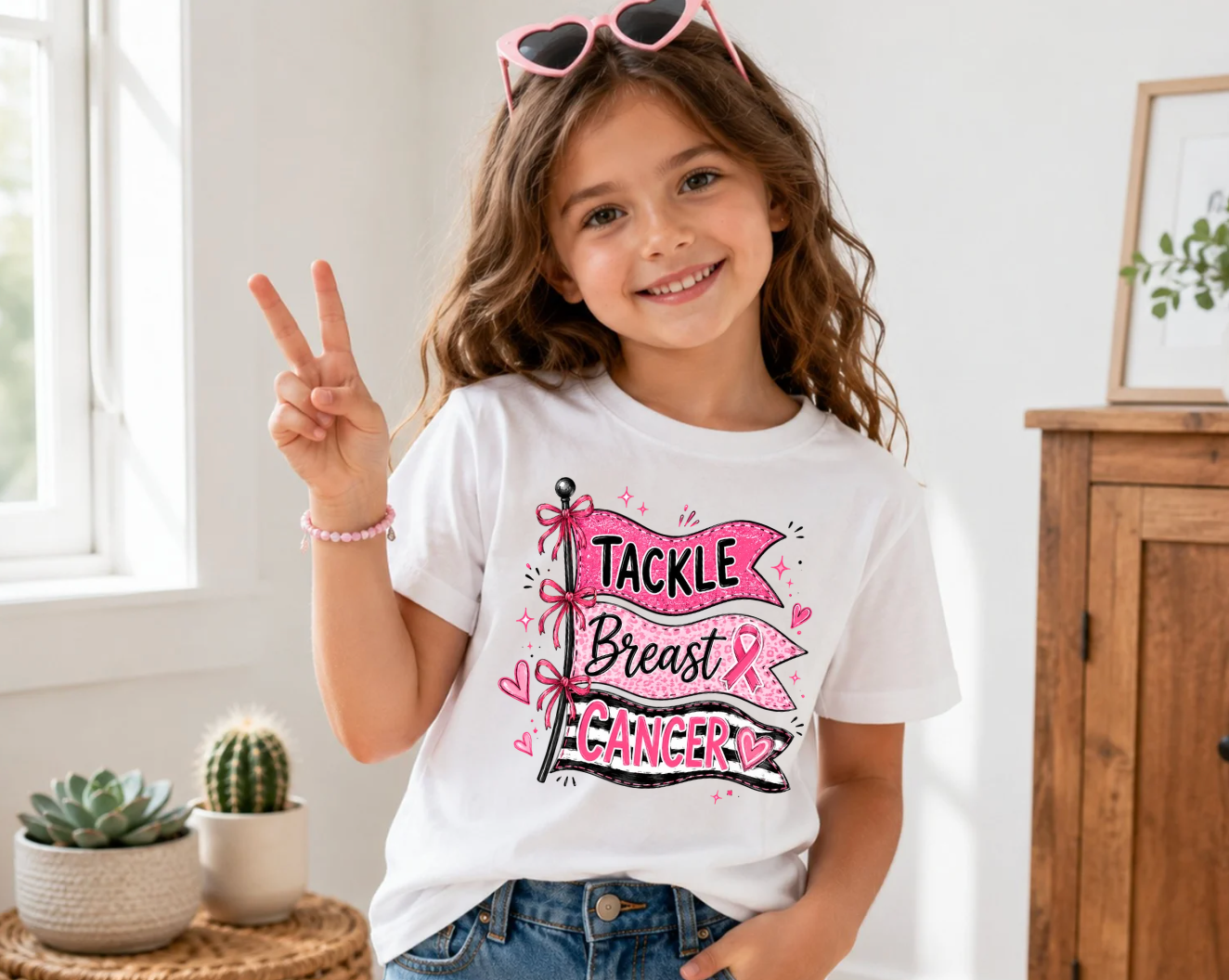 Tackle Breast Cancer Flags T-Shirt